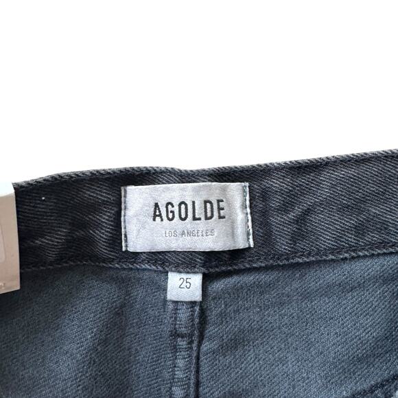 NEW AGOLDE 90s Mid Rise Loose Fit Jean Smokestack Distressed Black - Picture 4 of 12